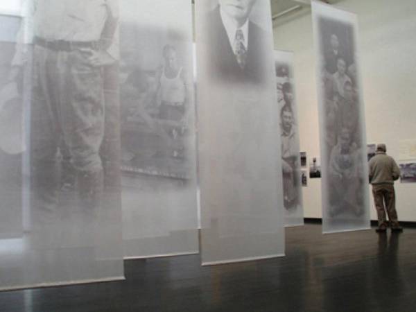 Photo of a banners exhibit at a museum