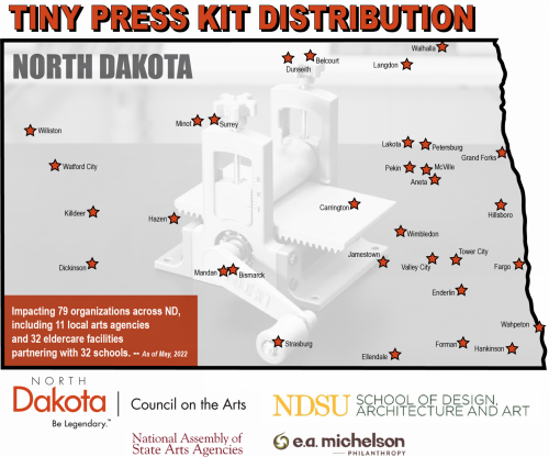 Tiny Print Press distribution map of ND