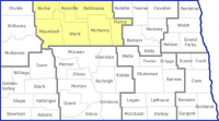 Map of North Dakota showing the 8 regions and their counties with the counties in Region 2 highlighted