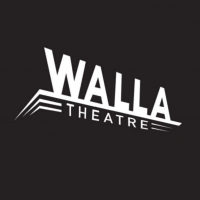 Black logo with white letters saying Walla Theater in Walhalla, ND