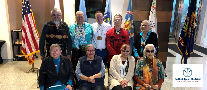 Top, L to R: Marvin Baldeagle Youngman, Keith Bear, Troyd Geist, Alex DeCoteau, Debbie Gourneau;
 < Bottom L to R: Anna Littleghost, Alicia Gourd, Lenore White Lightning, Mary Louise Defender Wilson, ND Heritage Center & State Museum, April 2023