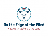 On the Edge of the Wind exhibit logo with text underneath a buffalo skull