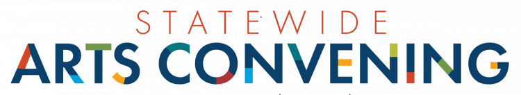 Statewide Arts Convening in block lettering with ND brand colors on a part of every letter