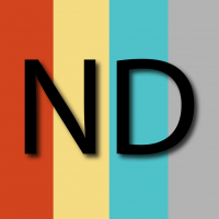 ND letters on top of 4 vertical color bars