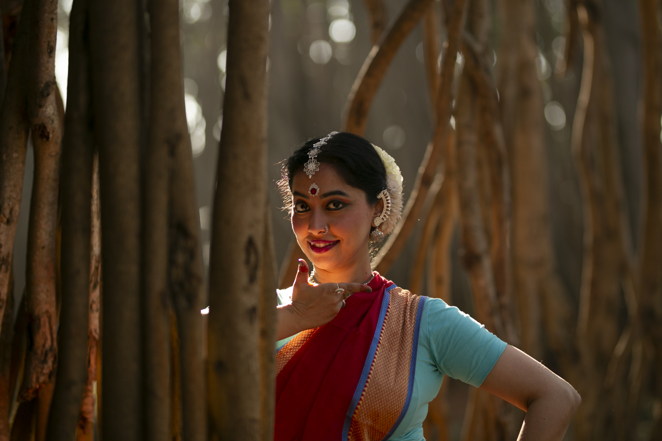 Aparupa Chatterjee performing a classic Indian dance while in full regalia