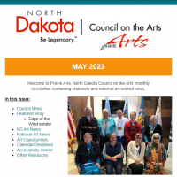 NDCA Prairie Arts May 2023 Newsletter screenshot of top