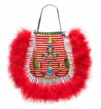Floral red Native-designed purse by Dakota artist Holly Young
