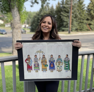 Dakota artist Holly Young holder her ledger art