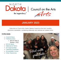 Prairie Arts January 2023 newsletter top screenshot