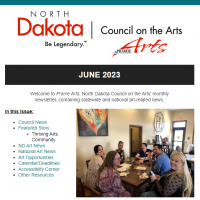 NDCA Prairie Arts June 2023 Newsletter screenshot of top