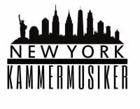 New York City skyline with words New York Kammermusiker underneath, all in black ink