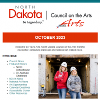 NDCA Prairie Arts October 2023 Newsletter screenshot of top