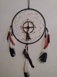 dreamcatcher called "war shield" created by Native artist Roxanne Laducer