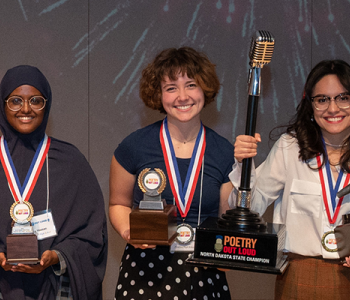 Finalists holding awards from 2022 ND Poetry Out Loud competition
